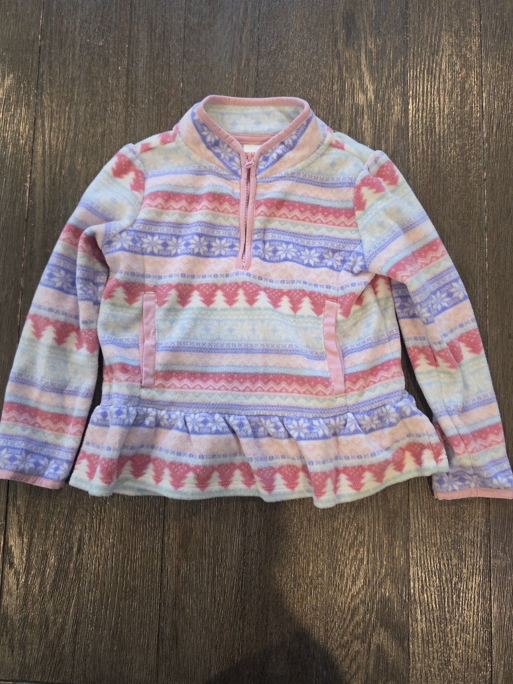 Gymboree Pastel Fair Isle Fleece Peplum Pullover - Pink & Lavender